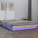 KLYEON Estructura de Cama con LED Madera Maciza 140x190 cm Camas y somieres