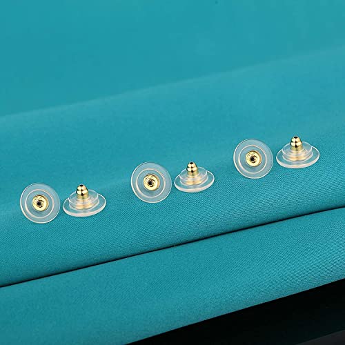 Catinee 3 Pairs Earring Backs,925 Sterling Silver Earring Backs For Studs, Adjustable Hypoallergenic Locking Earring Backs Fit 0.028-0.039Inch Post（White+Gold） #TOP6