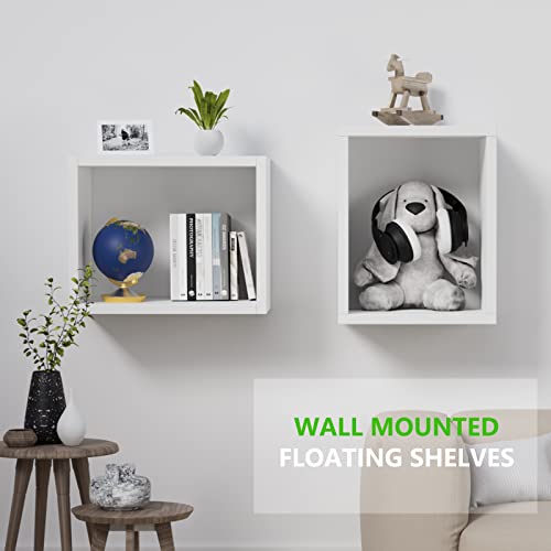Floating Wall Cube Shelves,Deep In 9.45" Large White Shelf For Wall Storage,Floating Bookshelf,Box Shelf Wall Mounted,Cubby Storage Organizer For Bedroom,Bathroom, Living Room, Kitchen,Office(White) #TOP4