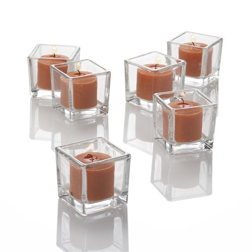Richland Set of 12 Orange Votive Candles and 12 Square