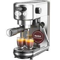 Neretva Siebträgermaschine, 20 Bar Klein Espressomaschine Edelstahl Professionelle Siebträger Kaffeemaschine mit LED-Anzeige & Starker Milchschäumer für Barista, Espresso, Latte und Cappuccino