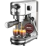 Neretva Espresso Machine 20 Bar, Super Compact Espresso Maker Stainless Steel Professional Coffee Machine Espresso with Power Steam & LED Display for Home Barista Latte and Cappuccino Maker