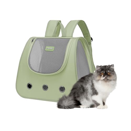BOSERMEN Cat Backpack, Fully Ventilated Collapsible Dog Backpack for Outdoor Travel Hiking Camping, Dog Backpack, Portable Pet Backpack(Green)