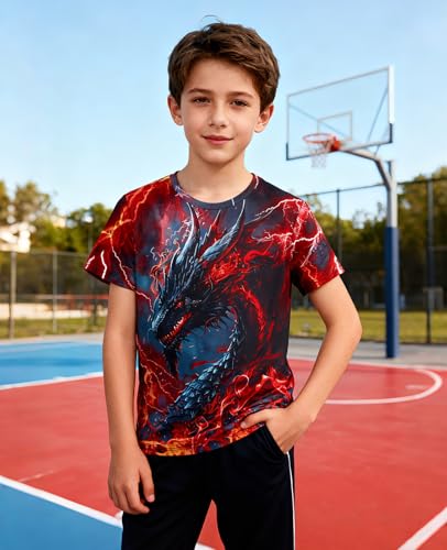 Image of uideazone Tshirts for Boys Kids Short Sleeve T-Shirt 3D Graphic Tee Shirts Tops Clothes 4-16 Years