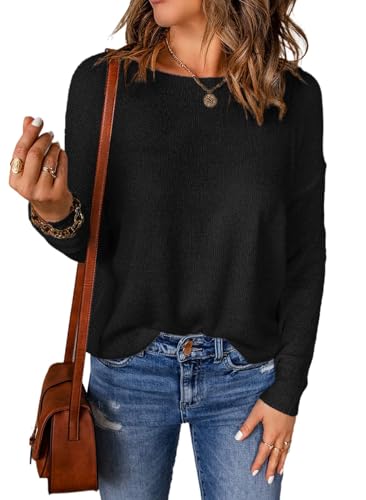 Image of Acelitt Womens Casual Lightweight Long Sleeve Crewneck Knit Shirts Tops, S-XXL