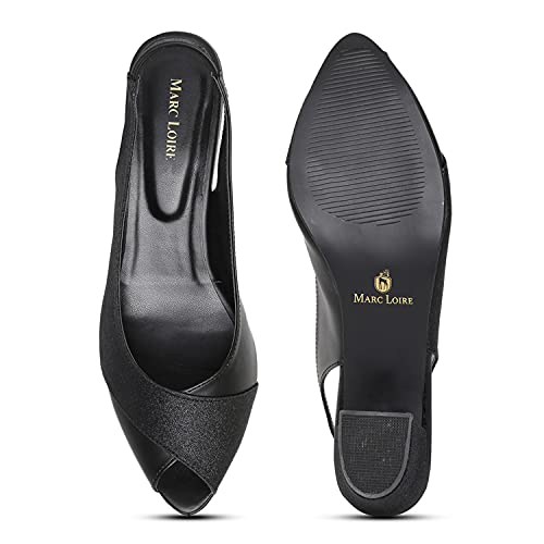 Image of Marc Loire Women's Slip On Shimmer Peep Toes Block Heel Fashion Sandals for Casual, Outdoor, Party and Holidays