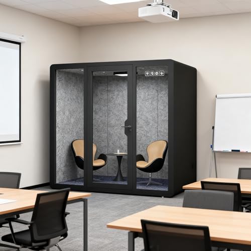 Cabina de oficina portátil insonorizada con luz LED y ventilación para espacio de trabajo privado