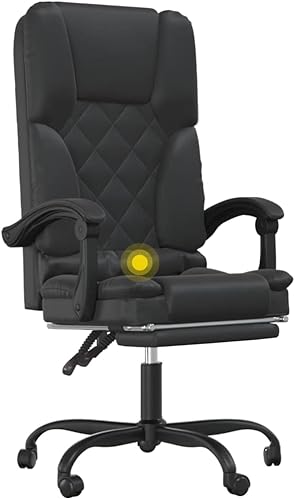 Miniatura 8 de Silla de oficinacheap Silla de juegos Silla de escritorio pequeña Silla de oficina reclinable de masaje de cuero sintético negroAdecuado para