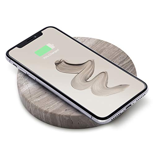 Flash Deals - 60% OFF Eggtronic Wireless Charging Stone  Qi Certified 10W Fast Charger for iPhone, Galaxy, Note, AirPods 2, AirPods Pro, Galaxy Buds, Pixel Buds with Built-in Durable Braided Cable - Wood Marble