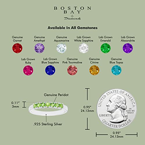 .925 Sterling Silver 1/3 Cttw Natural Green Peridot Gemstone August Birthstone Stacking Ring- Size 9 #TOP2