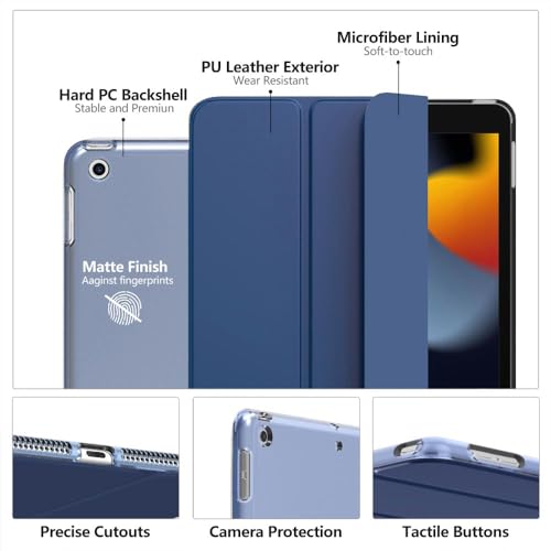 Image of Moko Smart Case for iPad 9th / 8th / 7th Generation Case 10.2 Inch, Navy Blue