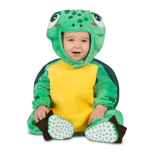 My Other Me   Disfraz de Tortuga unisex para bebé en verde y amarillo con gorro, mono, caparazón y patucos talla 7 12 meses. Ideal para una aventura en el mar