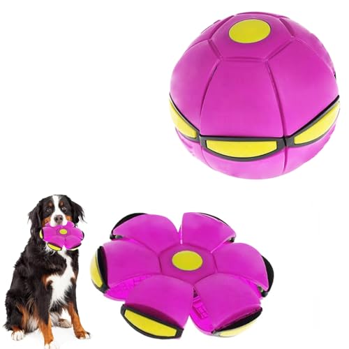 UFO Stomp Magic Ball, Portable Pet Toy Flying Saucer Balls, Creative Doggy Disc Ball, Decompression Flying Flat Throw Dog Balls Toy for Childrens Kids Sports, Outdoor Games(Purple)