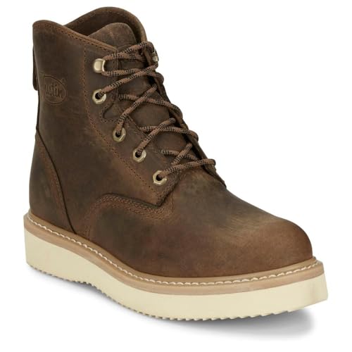 Justin Boot Company (WSL) Men`s Maxwell Peanut Tan 6In Soft Toe Work Boot - Main Image