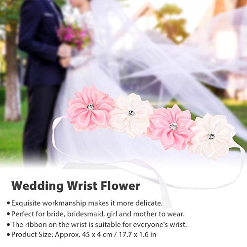 HERCHR 6Pcs Floral Wedding Wrist Corsage with Ribbons,Hand Flower Bracelet Wrist Corsage Bracelet - Image 2