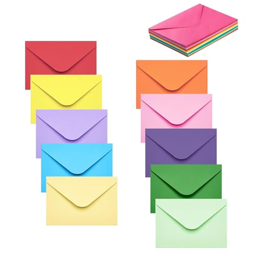AQSQWQ Lot de 50 enveloppes colorées B6 12.5 * 17.5cm, papier kraft ancien - Pour cartes cadeaux, mariages, Noël et bricolage