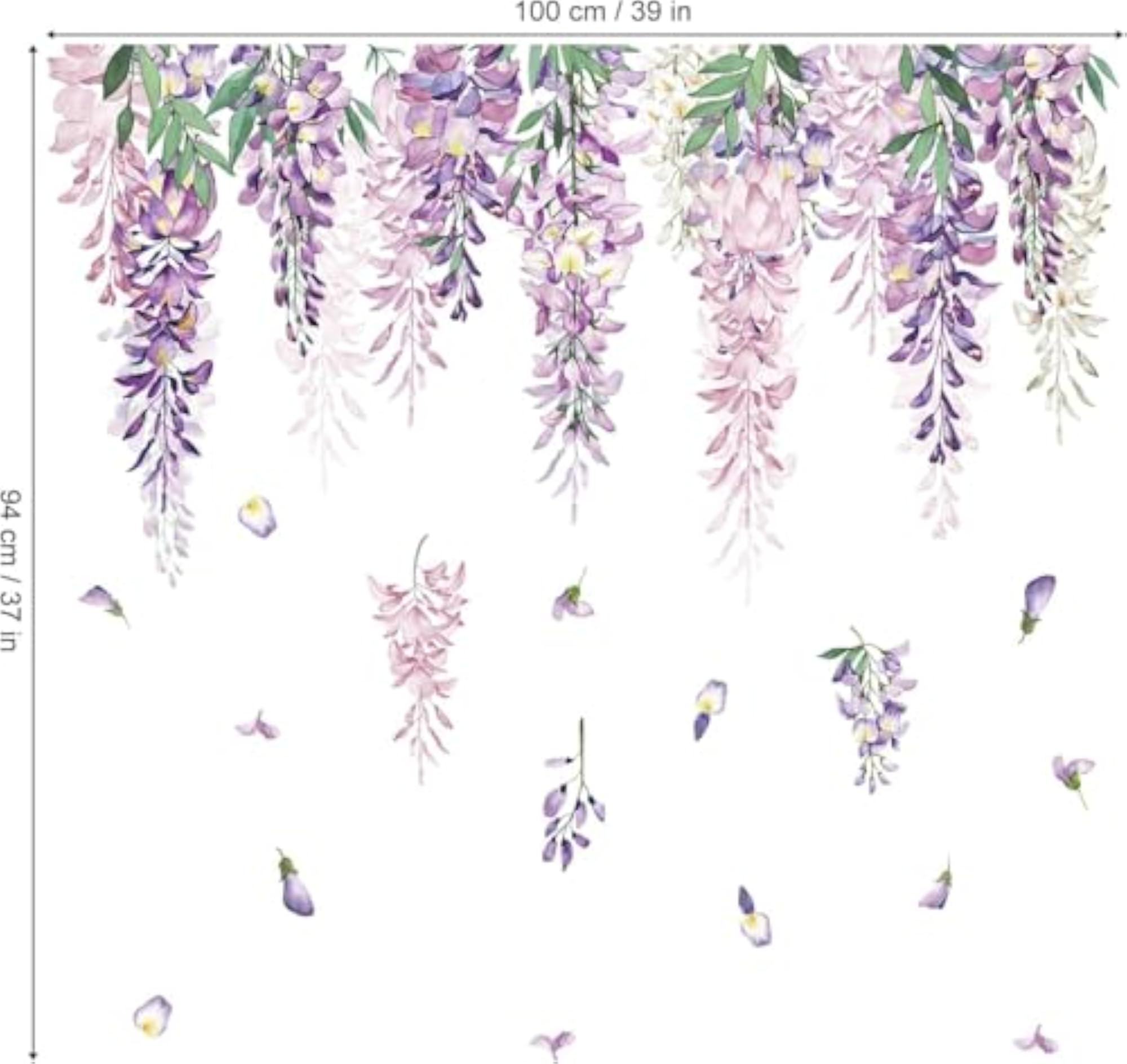 Summer Purple Flower Window Clings Wisteria Floral Leaf Decals