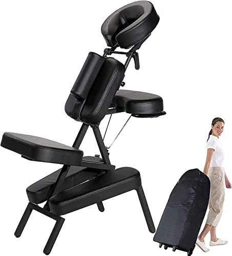 Master Massage Apollo Portable Light Weight Massage Chair With Carrying Case Tattoo Chair Height Adjustable Folding Massage Chair Face Cradle Salon Massage Chair Spa (Black) #TOP9