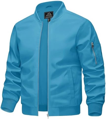 KEFITEVD Herren Leichte Dünne Bomberjacke Blouson Jacke Übergangsjacke | Lässige Bomber Blouson, Windjacke mit Reißverschluss, Wasserabweisende Pilotenjacke, Geeignet für Frühling