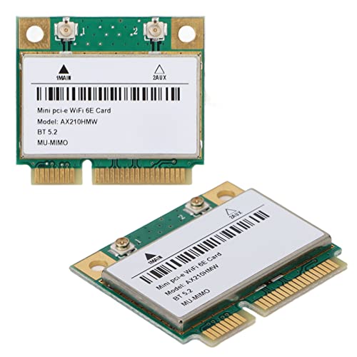 Tarjeta Inalámbrica WiFi 6E, AX210HMW Tarjeta Inalámbrica Mini PCIe para PC, Bluetooth 5.2 2.4G/5G/6G Tri Band 5374Mbps Adaptador de Red para Linux, para Chrome OS