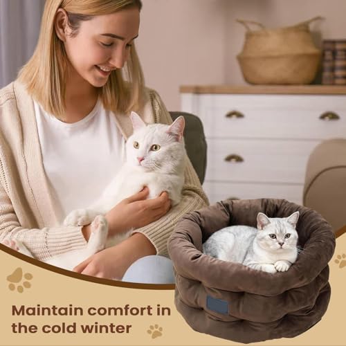 Panier pour chat lavable et chaud avec bord surélevé ergonomique - 6