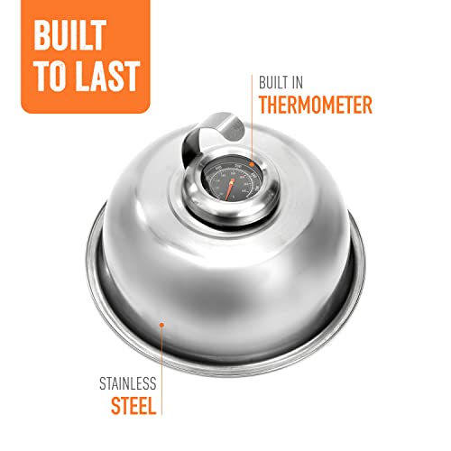 Yukon Glory™ Griddle Dome With Built in Thermometer, Designed For Blackstone Griddles, Perfect For Melting Cheese, Steaming Veggies and Grilling Meat, Made of Stainless Steel