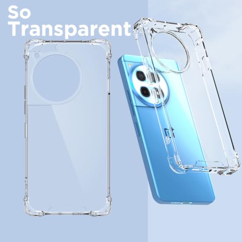 Image of Outlouders Back Cover for OnePlus 12R 5G Clear Transparent PC + TPU Bumper Case with Raised Edges for Shockproof Protection (Transparent)