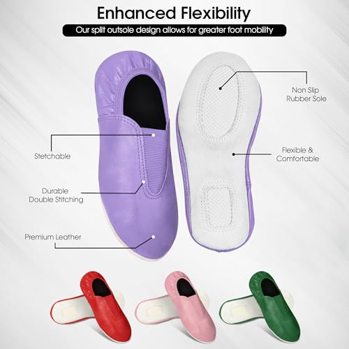 Toddler/Kids/Adult Gymnastic Goat Leather Slip-on Trampoline Tumbling Agility Gym Shoes - Rubber Sole3