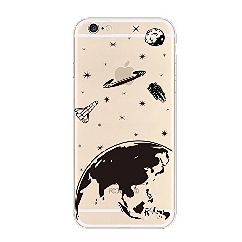 Keyihan iPhone 6 Plus / 6S Plus Funda Carcasa Divertido Negro Cómic Patrón Suave TPU Transparente Ultra Delgada y Ligéra Parachoques Carcasa para Apple iPhone 6S Plus (Planeta e Interestelar)