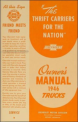 1946 Chevrolet Pickup & Truck Reprint Owner's Manual