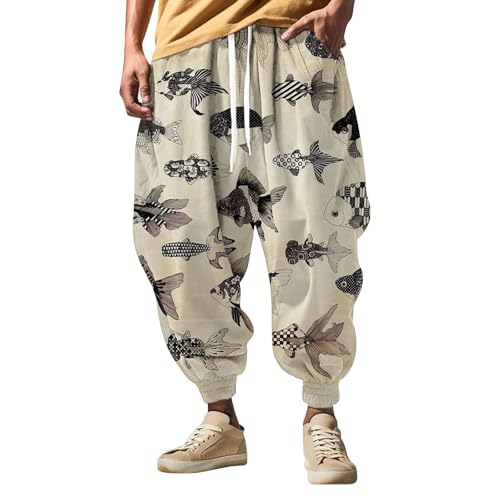 Pantalon sarouel homme ample rose vêtement décontracté léger taille L