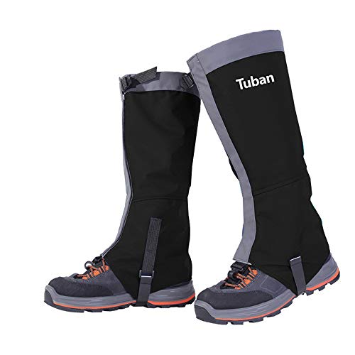 1Pair Leg Gaiters Waterproof Snow Boot Gaitors 420D Anti-Tear Nylon Fabric Leggings Cover for Outdoor Fishing Skiing Walking Hiking Climbing Hunting (Black, M)