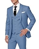 HUUTOE Dusty Blue 3 Piece Suit Big and Tall Prom Suits for Men Slim Fit Men's Suit Separates Big and Tall Men Light Blue Suits 2025 Prom Business Wedding Wear 6XL/54