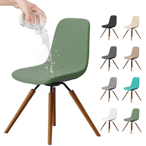 Dioxide Housse de Chaise de Salle à Manger Imperméable 4PCS, Chaise de Cuisine Extensible, Couvre Chaise Moderne Lavable,Décor de Cuisine Maison(Vert)