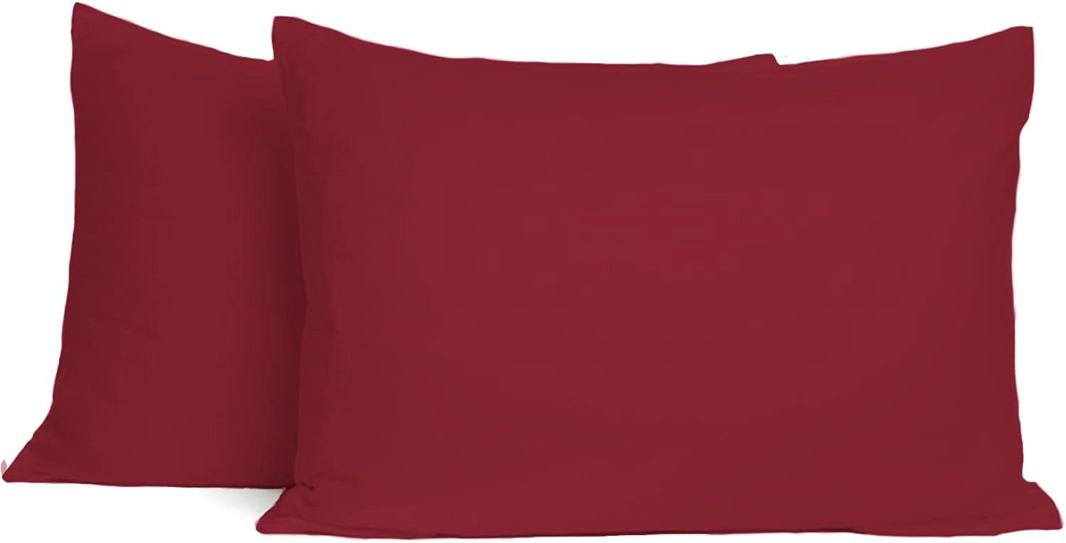 SAHARBEDDINGS Travel Pillowcase 12x16 500 Thread Count Pack of 2 Toddler Baby Pillowcases Cover with Zipper 100% Egyptian Cotton (Burgundy, Toddler Travel 12x20 Envelope Closer) — image 1
