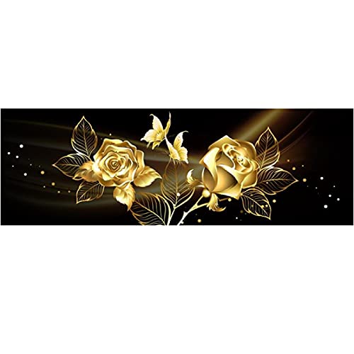 Toile abstraite noir doré rose grand format vertical 30x90