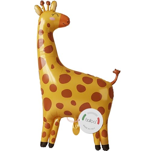 balloa Globo de plástico XXL jirafa, globo de helio con diseño de animales, globo de safari, decoración para fiesta, regalo de cumpleaños infantil, figura de jirafa amarilla para fiesta temática