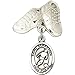 Sterling Silver Baby Badge with St. Sebastian/Soccer Charm and Baby Boots Pin 1 X 5/8 inches