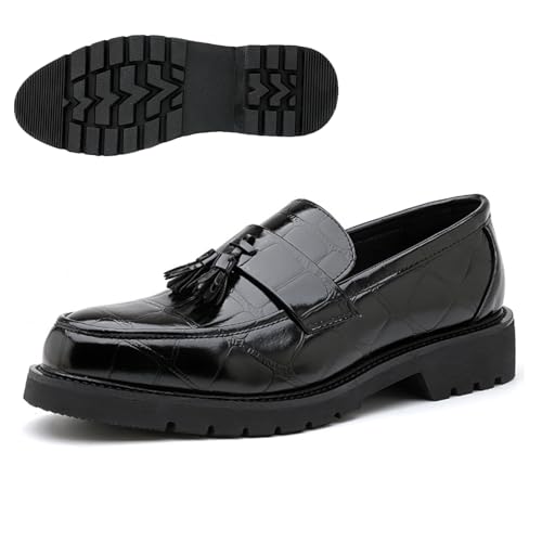 Men's Fashion Tassel Dress Loafers Luxury Round Toe Slip-on Low Top Formal Business Work Penny Shoes Daily Breathable Non-Slip Casual Shoes