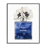 Stupell Industries Fashioner Perfume Flower Blue Watercolor, Design by Artist Amanda Greenwood Wall Art, 16 x 20, Black Framed