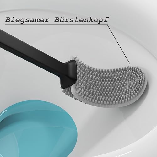 Silikon Toilettenbürste mit Wandmontage und langem Stiel