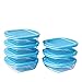 Pyrex® - My first Pyrex - Lot de 7 pots carrés en verre pour bébé avec couvercles bleus hermétiques - 0,35L - Sans BPA