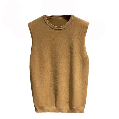 Men’S Sweater Vest Solid Color Knitted Sleeveless Pullover with Button Detail Casual Waistcoat