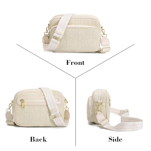 Ambistra Faux Straw Crossbody Bags for Women Small Summer Purse 2026 RFID Woven Raffia Bag for Hawaiian Beach Cruise Travel (Cream White) by Ambistra - Used condition - Image 7