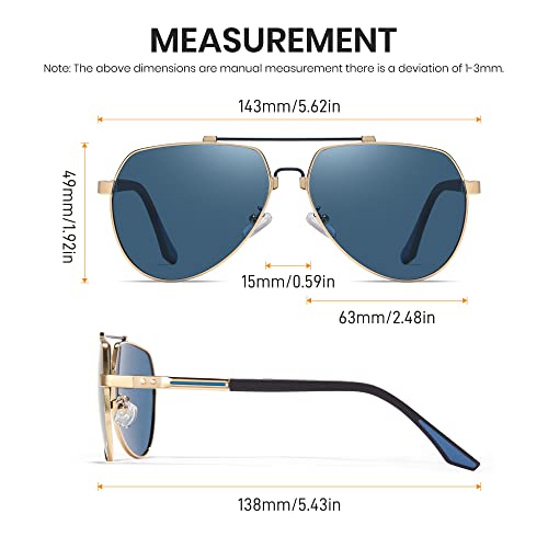 Image of Cyxus Classic Aviator Sunglasses Polarized 100% UV Protection Men Spring Temples Driving 1048