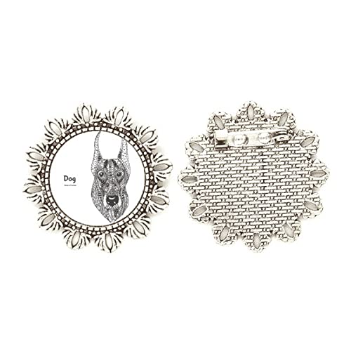 Broche de plata con diseño de flor Paint Dog Fierce Friend Company tamaño medium