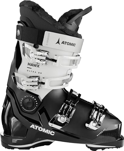 ATOMIC HAWX ULTRA 85 W GW Botas de esquí – Talla 22/22.5 – Botas de esquí para mujer en negro/blanco – Botas con tobillo y talón 3D para ajuste anatómico – Botas de esquí estrechas con ajuste de 98 mm