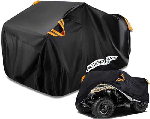 NEVERLAND Funda para Quad ATV XL Impermeable – Cubierta Protectora 210D Oxford contra Lluvia, Nieve, Polvo UV – con Bandas Reflectantes Naranjas, Borde Elástico Hebillas Antiviento 210x120x115 cm