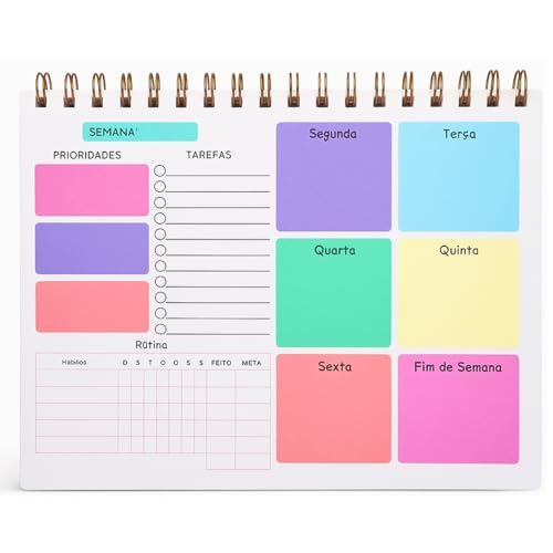 Planner Planejamento Semanal com 50 Folhas - Capa de Acetato e ar...