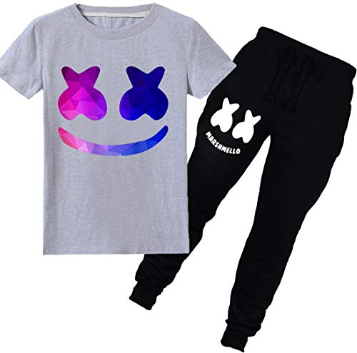 FLYCHEN Niños Chándales de Camiseta con Pantalón - Gris 2-170